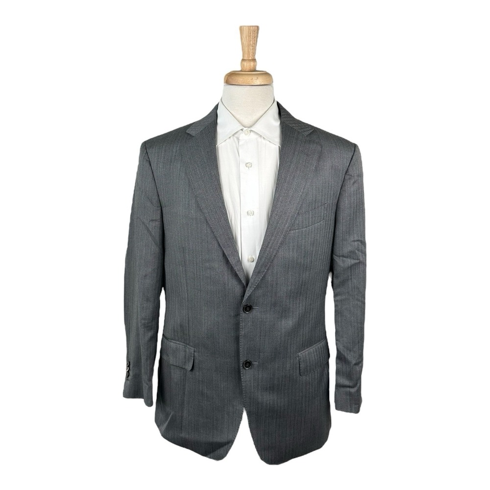 Suit Supply‎ Gray Vitale Barberis Herringbone Super 110S Sportcoat Size 42R
